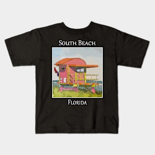 South Beach Lifeguard Tower in Miami Florida Kids T-Shirt